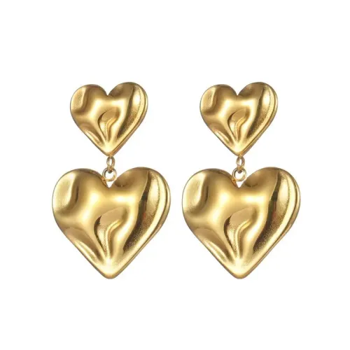 ETM616 Irregular Heart Shaped Stud Earrings for Women 18K Gold Plated Titanium Steel