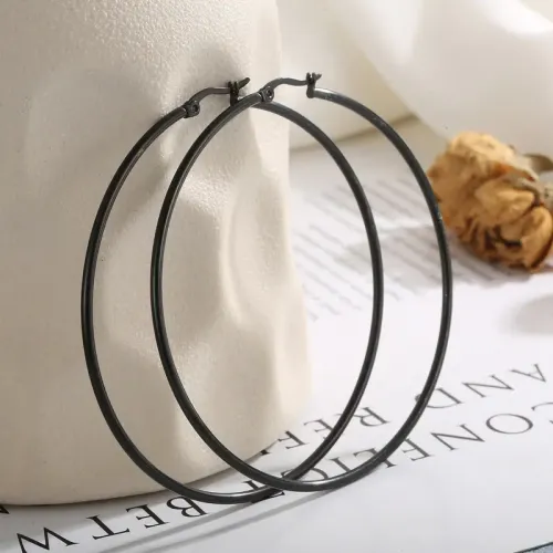 ETM232 Elegant Large Hoop Earrings in Stainless Steel Geometric Shapes for Women