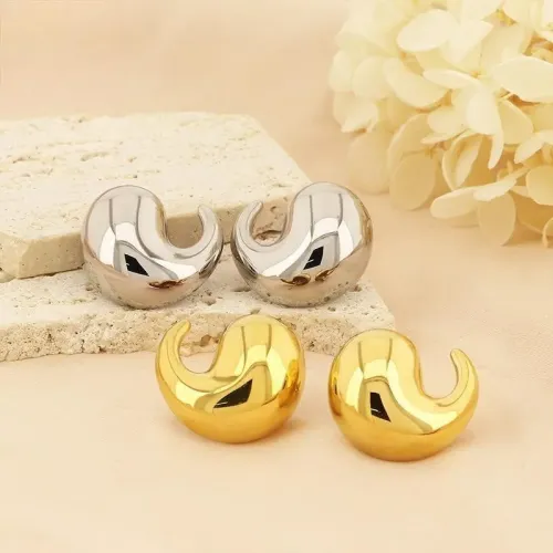 ETM478 18K Gold Plated Geometric Titanium Steel Earrings Unique Fashion Jewelry