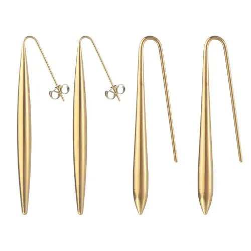 ETM553 18K Gold Plated Stainless Steel Linear Drop Earrings for Women