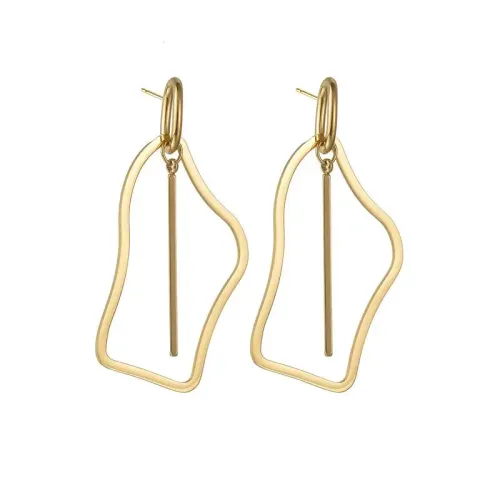 ETM684 Titanium Steel Irregular Hollow Geometric Earrings for Women OL Autumn/Winter Collection