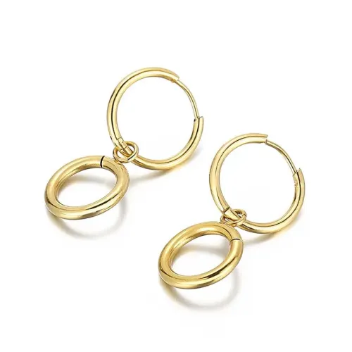ETM306 Unisex Titanium Steel Hoop Earrings with Clasp Hip Hop Style Earwear