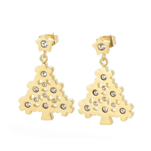 ETM818 Women's Christmas Tree Stainless Steel Stud Earrings Festive Holiday Jewelry