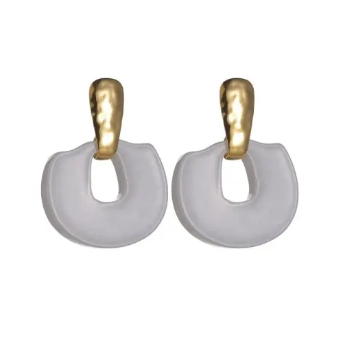 ETM622 18K Gold Plated Titanium Geometric Hollow Earrings with Acrylic Pendants Modern Chic Ear Decor