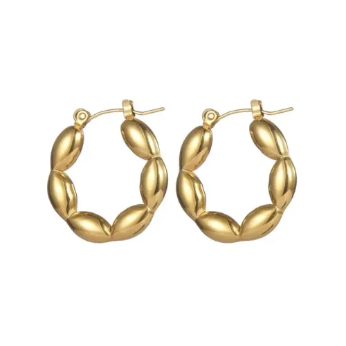 ETM651 18K Gold Plated Titanium Steel Irregular Hoop Earrings Chic Ear Jewelry