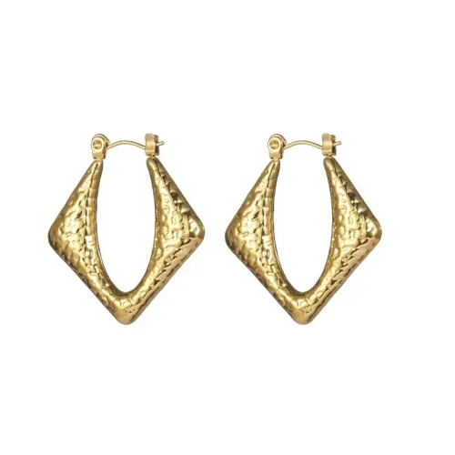 ETM655 18K Gold Plated Titanium Geometric Diamond-Shaped Earrings for Women Chic Jewelry Accessory
