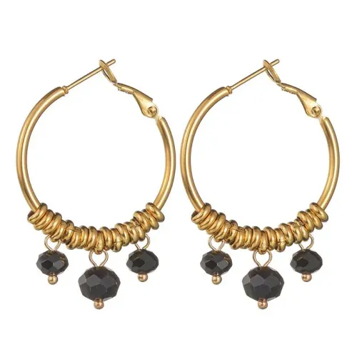 ETM600 14K Gold U-Shaped Hoop Earrings Stainless Steel Fashion Ear Jewelry