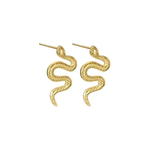 ETM775 18K Gold Titanium Serpent Stud Earrings Golden Snake Drop Jewelry for Women