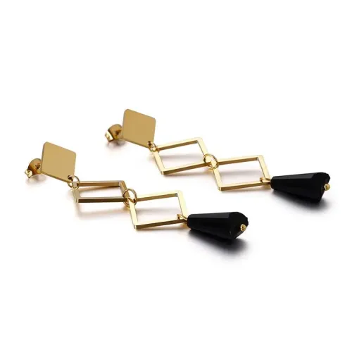 ETM424 Titanium Steel Irregular Geometric Earrings Chic Long Studs for Street Style