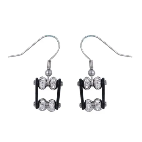 ETM502 Customizable Stainless Steel Zirconia Women's Earrings Bicycle Chain Design