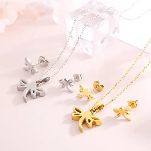 ETM292 Cute Animal Dragonfly Pendant Necklace and Earrings Set Trendy Jewelry Pieces