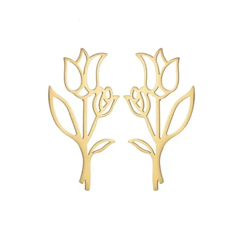 ETM694 Vintage Chanel Inspired Hollow Floral Bouquet Earrings Classic Women's Jewelry