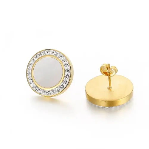 ETM252 Stainless Steel Rhinestone Circle Earrings for Women Elegant Accessory