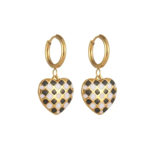 ETM662 304 Stainless Steel Checkered Stud Earrings for Women Chic OL Jewelry Accessory