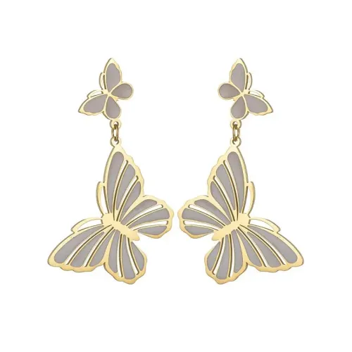 ETM665 Vintage Titanium Steel Tassel Butterfly Earrings Retro Fashion Jewelry for Women