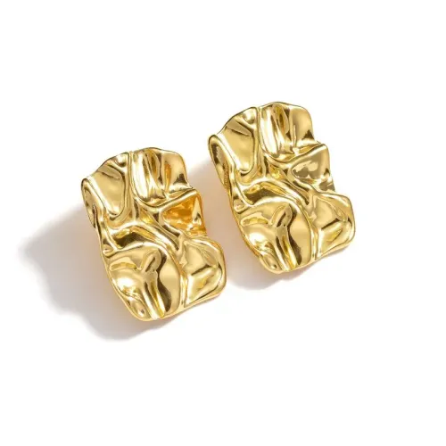 ETM772 Irregular Geometric Pleated Stud Earrings in Stainless Steel Unique Fashion Ear Studs