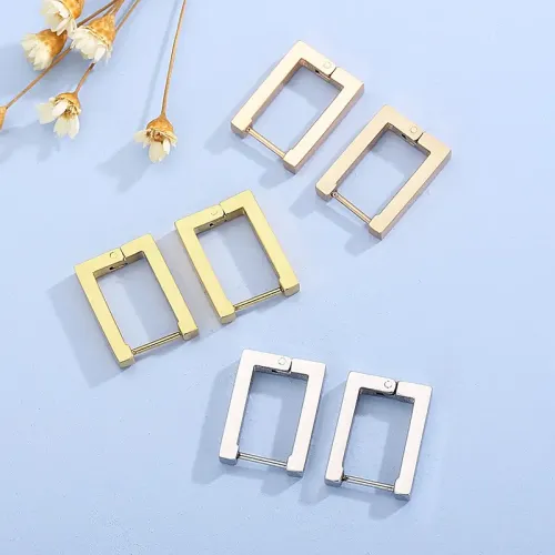 ETM381 Geometric Long Rectangle Stud Earrings for Women Elegant Ear Accessories