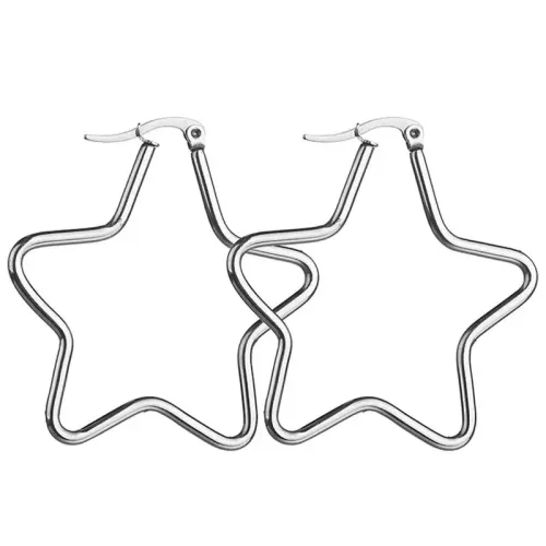 ETM748 Irregular Large Pentagram Titanium Steel Earrings Trendy Star Jewelry