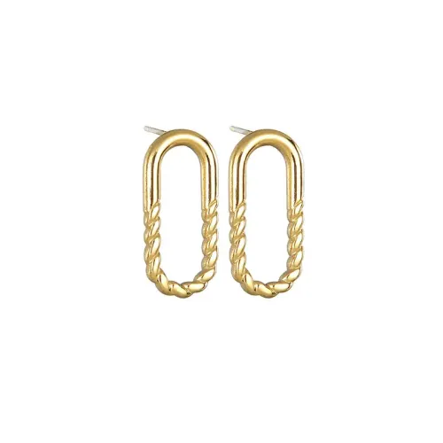 ETM711 14K Gold Half-Hoop Twisted Circle Earrings for Women Stainless Steel Jewelry