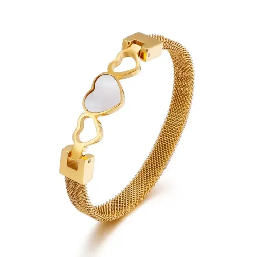 BTGM233 Chic Shell Heart Bracelet with Hollow Mesh Design for Women Stylish Accessory