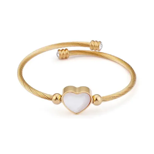 BTGM243 Heart-Shaped Shell Stainless Steel Wire Braid Bracelet for Women