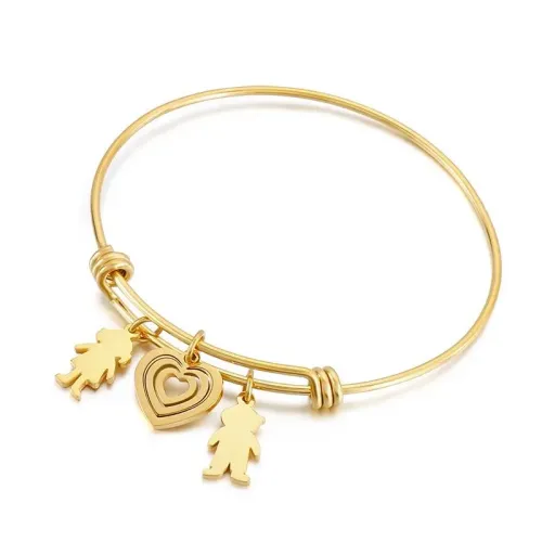 BTGM162 Adjustable Stainless Steel Heart Bracelet for Boys Girls Unisex Fashion Accessory