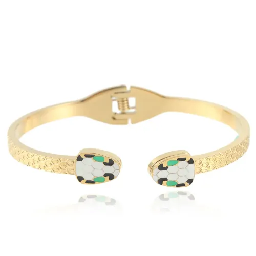 BTGM13 Chic Open Cuff Double Snake Bracelet for Women Stainless Steel