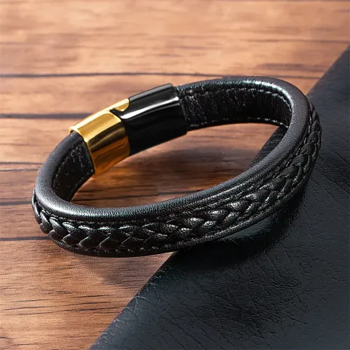 BTGM90 Multicolor Leather Bracelet for Men Stylish Leather Wristband Accessory