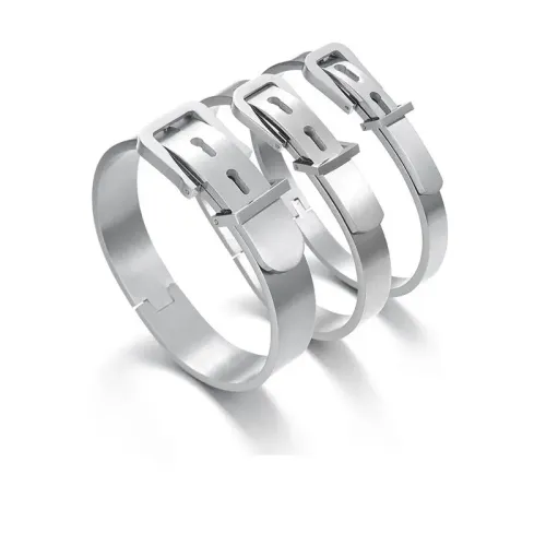 BTGM295 Unisex Punk Belt Buckle Bracelet Watch Durable Stainless Steel Design