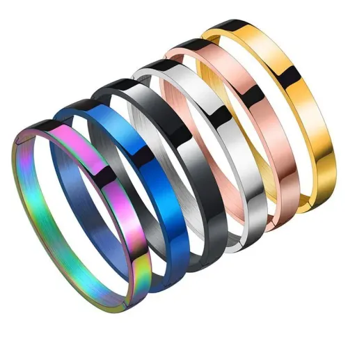BTGM345 Multi-Size Polished Stainless Steel Bracelet Six Colors Available