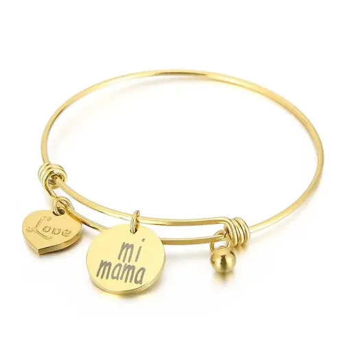 BTGM159 Mother's Day 'Love Mi Mama' Stainless Steel Heart Bracelet Special Gift for Mom