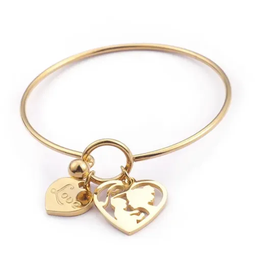 BTGM138 Stainless Steel Bracelet with Love Heart Perfect Gift for Mom on Her Special Day