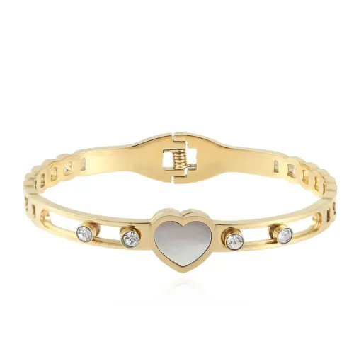 BTGM6 Women's Heart-Shaped Hollow Love Bracelet Stainless Steel Charm