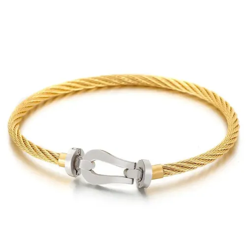 BTGM256 Stainless Steel Horseshoe Clasp Cable Women's Diamond Bracelet Chic Jewelry