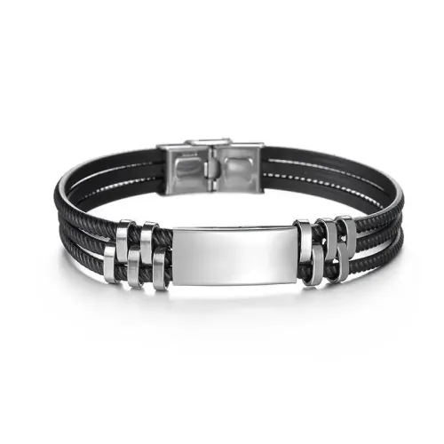 BTGM351 DIY Stainless Steel Misaligned Square Tag Bracelet Unique Clasp Design