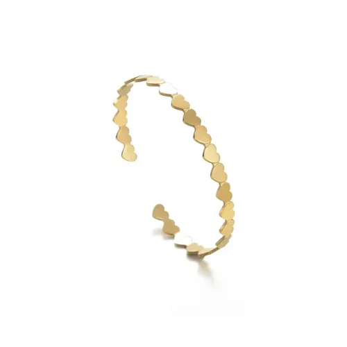 BTGM322 Heart Puzzle C-Shaped Open Bracelet for Women K Gold Stainless Steel