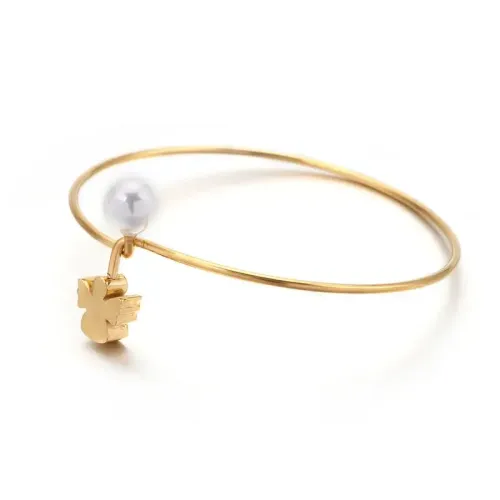 BTGM109 Elegant Pearl Angel Stainless Steel Bracelet Chic Bangle Jewelry Accessory
