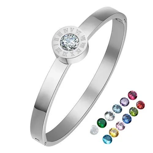 BTGM302 Stainless Steel Bracelet zircon Women Roman Numerals Bangle Chic Accessory