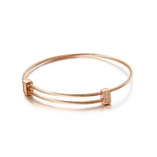 BTGM173 Rose Gold Plated Stainless Steel Bracelet with Rhinestones for Women Luxury Fashion Accessory