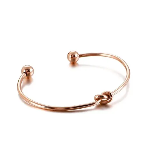 BTGM117 Gold Bead Knot Open Cuff Bracelet K-Gold Plated Unity Knot Women's Bangle