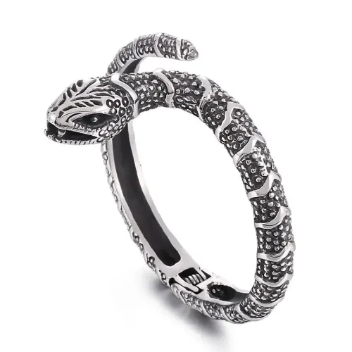 BTGM262 Stainless Steel Serpent Open Cuff Bracelet Women's Nightlife Fashion Accessory