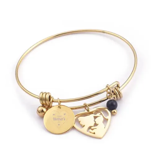 BTGM137 Mother's Day Special Stainless Steel Bracelet 'Mom's Love' Engraved Jewelry