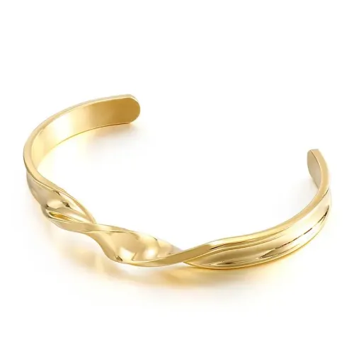 BTGM204 Custom Twisted Cuff Bracelet Electroplated C-Shaped Bangle for Elegant Style