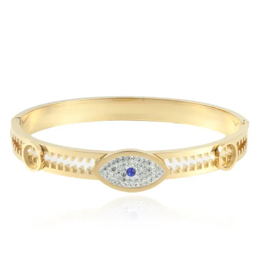 BTGM16 Unique Hollow Zipper Eye Bracelet for Women Stainless Steel Bangle