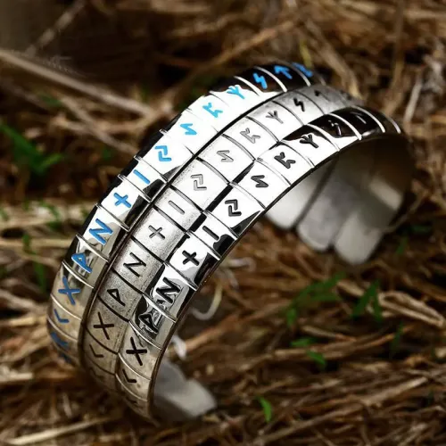 BTGM290 Viking Rune Bracelet for Men Durable Stainless Steel Cuff Accessory