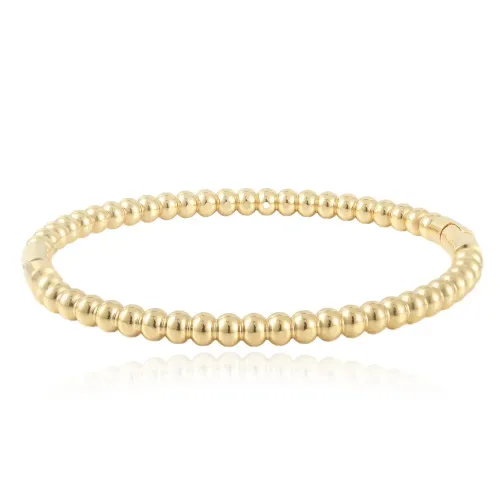 BTGM9 Elegant Beaded Sphere Bracelet for Women Stainless Steel Bangle