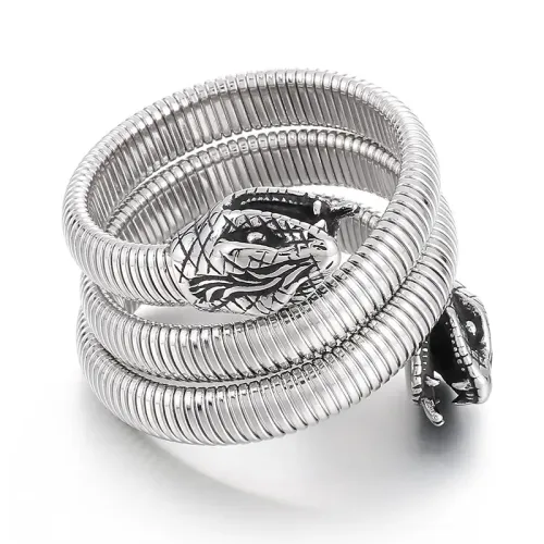 BTGM266 L-Person Serpentine Multi-Coil Open Stainless Steel Women's Bracelet