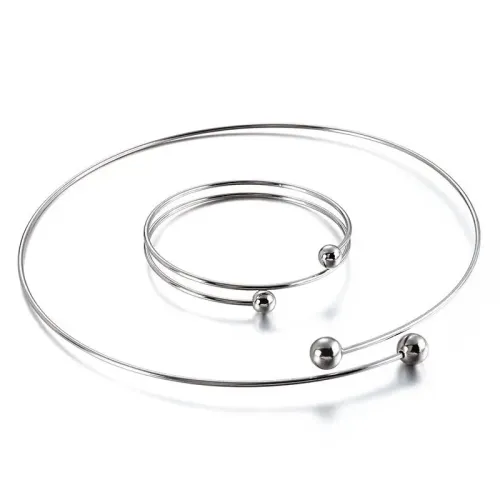 BTGM101 Custom Stainless Steel Jewelry Set for Women Beaded Bracelet Necklace Combo