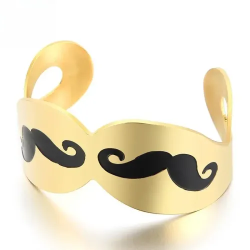 BTGM141 Stainless Steel Mustache Cuff Bracelet for Women Chic Nightclub Fashion Accessory