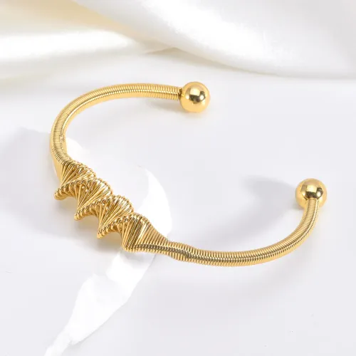 BTGM283 Multi-Layer Open Cuff Stainless Steel Bracelet Trendy Layered Accessory